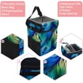 thumbnail image 2 of Peacock Feathers Foldable Mini Trash Can Car Trash Can with Lid Leak-Proof Hanging Storage Bag for Car, 2 of 6