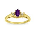 thumbnail image 1 of 10k Yellow Gold Oval Amethyst And Diamond Ring, 1 of 5
