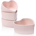 thumbnail image 1 of TEMOGU-4 pack 5oz Heart Shaped Ramekins Ceramic Bowl Bakeware for Souffle Creme Brulee Oven and Dishwasher Safe Baking Dishes Cute Pink Cookware for Kitchen, 1 of 4