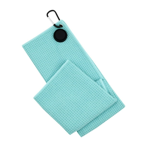 Toalla de golf ligera para limpiar pelotas, con absorción de agua y mosquetón. Verde