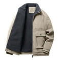 thumbnail image 5 of Men's Polar Fleece Warm Sherpa Lined Shirt Jacket for Men Thick Button Lapel Jacket Work Cargo Outerwear Coats with Pockets Up to 65% off Clear!Clearance!!!, 5 of 5