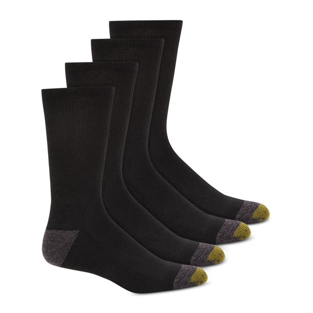 GOLD TOE Mens 4 Pack Black/Grey Solid Contrast Toe And Heel Arch