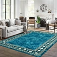 thumbnail image 6 of Yesurprise 274*366cm Large Area Rugss for Living Room, 9x12ft Modern Bordered Area Rugs with Geometric Border, Washable, Non-Slip, Stain Resistant, Blue Green, 6 of 7