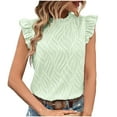 thumbnail image 1 of Timegard Womens Tank Tops Ruffle Neck Cap Sleeve Lightweight Solid Color Summer Casual Comfy Tops, 1 of 7