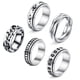 thumbnail image 1 of De Anillos Giratorios De Acero Inoxidable Para Mujeres Y Hombres, Anillos De Ansiedad, Anillos De Banda De Luna Y Estrella, Conjunto De Anillos De Promesa De Boda Para Aliviar El Estrés 5 Uds Minnieouse AP006629-03, 1 of 6