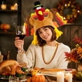 thumbnail image 5 of Stupid Plush Turkey Hat with Colorful Feathers, 3D Novelty Thanksgiving Headwear, Funny Cosplay Costume Cap for Turkey Trot & Dress Up Party, 5 of 5