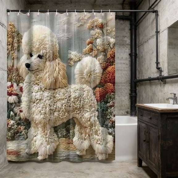 Fmbmuo Multicolor Animal Theme Shower Curtain Waterproof for Bathroom Polyester Decorations, Traditional Faux Embroidery Print Shower Liner, 70 x 70 inch