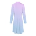thumbnail image 6 of Women's Casual Fashion High Neck Long Sleeve Print Midi Dress with Gradient Design, Fall and Winter Dress for Stylish Everyday Wear, Elegant and Cozy,Light Purple,L, 6 of 7
