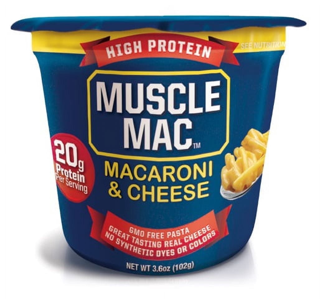 (5 pack) Muscle Mac Microwavable Macaroni & Cheese Cups Cheddar Cheese 3.6oz- 20g Protein per Serving