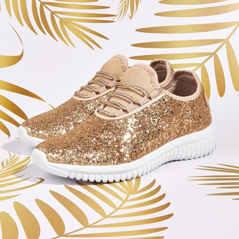 De stad uitzondering Sociologie LUCKY STEP Fashion Glitter Sneakers for Womens/Girls Silp On Running Shoes  Lightweigt Tennis Walking Sneakers(Rose Gold,8B(M)US) - Walmart.com