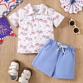 thumbnail image 2 of Utlike Toddler Boys Outfits Short Sleeve Prints T Shirt Tops Shorts Child Kids Gentleman Outfits Size 2 Years-3 Years, 2 of 6