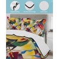 thumbnail image 3 of Quilts Queen Size Bedding Set, Brown Red Geometric Reversible Summer Quilt 3 Pieces, Modern Abstract Art Lightweight Bedspreads Coverlets with 2 Pillow Shams for All Seasons, 3 of 5