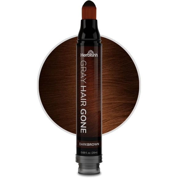 Herbishh Dark Brown Hair Root Touch-up Pen, Instant Gray Coverage & Thin Hair Cover up, Concealer for Hairlines, Water Resistant & Semi Permanent Smudge Proof Hair Color, Washable,0.68 fl. Oz