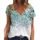 thumbnail image 1 of Camisa floral de manga corta para mujer Camiseta floral suelta con cuello en V suave de moda informal para verano Blanco S, 1 of 5