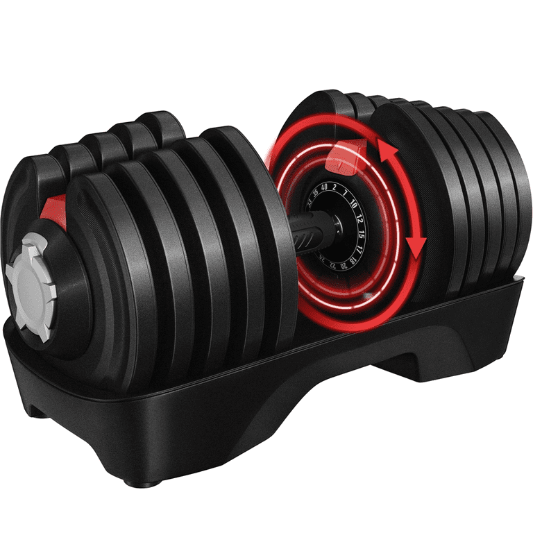 Yaheetech 90lb Adjustable Dumbbell Set with Anti Slip Handle and Tray Black Walmart