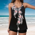 thumbnail image 2 of ibiyuan Plus Size Swimsuit Cover Up Two Piece Rash Guard Capris Athletic Swimwear Bathing Suits for Women Tropical Floral Swimsuits for Women,Black, 2 of 4