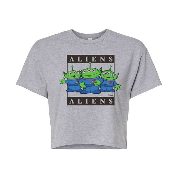 Toy Story 4 - Type Block Aliens - Juniors Cropped Cotton Blend T-Shirt