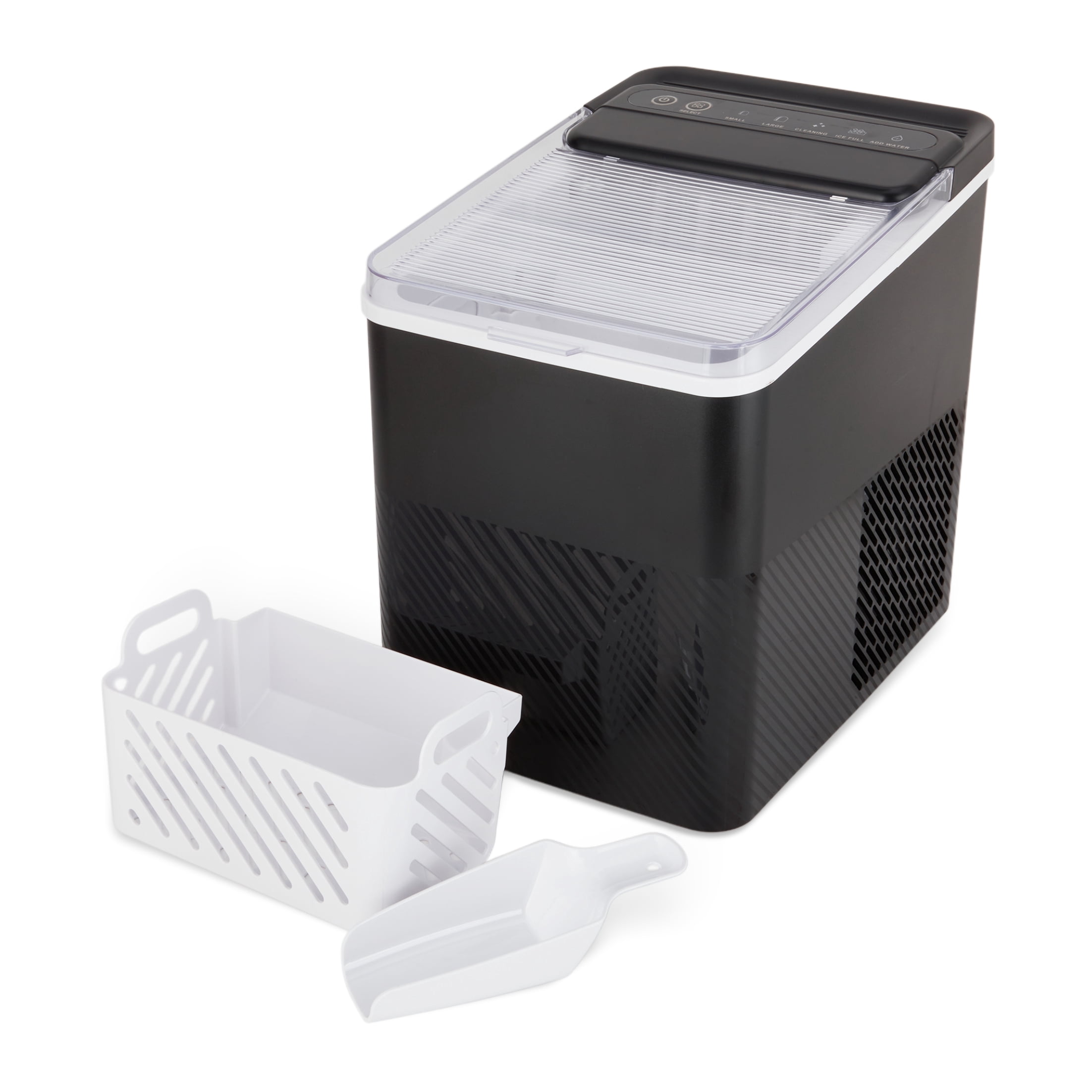 Mainstays Portable Countertop Ice Maker, 26 lbs Per Day, Compact Ice Machine with Quick Ice Cycles, No Plumbing Required, Black