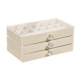 thumbnail image 3 of Caja de almacenamiento de joyas con 3 cajones, cubierta transparente, organizador de joyas para mujeres, mano de obra fina, divisores ajustables, 9x5, 36 cuadrículas Yinane Bandeja de almacenamiento de joyas, 3 of 8
