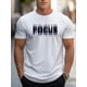 thumbnail image 1 of Camiseta de cuello redondo y manga corta con estampado FOCUS para hombre, cómoda, holgada e informal, ideal para primavera y verano. Regalos para hombre., 1 of 7