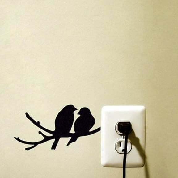 Toystoory Rama pájaro dibujos animados arte pared pegatina para interruptor PVC extraíble Mural cocina dormitorio baño papel tapiz 15*8 CM Decoración del hogar