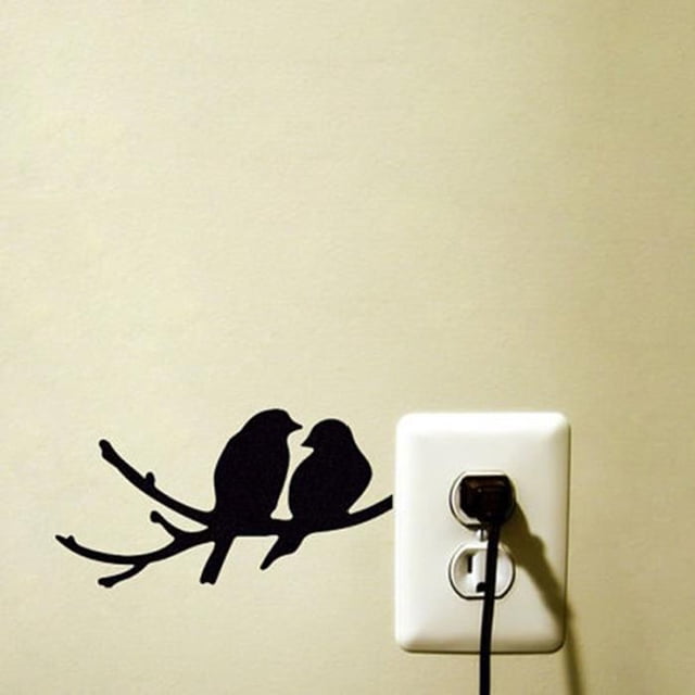 Toystoory Rama pájaro dibujos animados arte pared pegatina para interruptor PVC extraíble Mural cocina dormitorio baño papel tapiz 15*8 CM Decoración del hogar