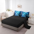 thumbnail image 5 of Erosebridal Teens Ocean Turtle Twin Bedding Sets 7-Piece,Girls Boys Blue Marine Animal Bedding Comforter Set,Black Reversible, 5 of 6
