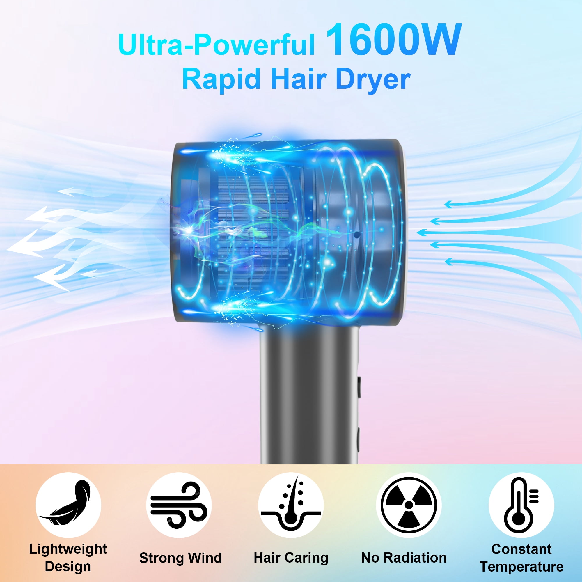 Hair Dryer, High-Speed Blow Dryer With 3 Heating Settings & 2 Speeds, 110,000 RPM Lightweight Ionic Hair Dryer, Low Noise, for Home, Travel, Salon, Gift