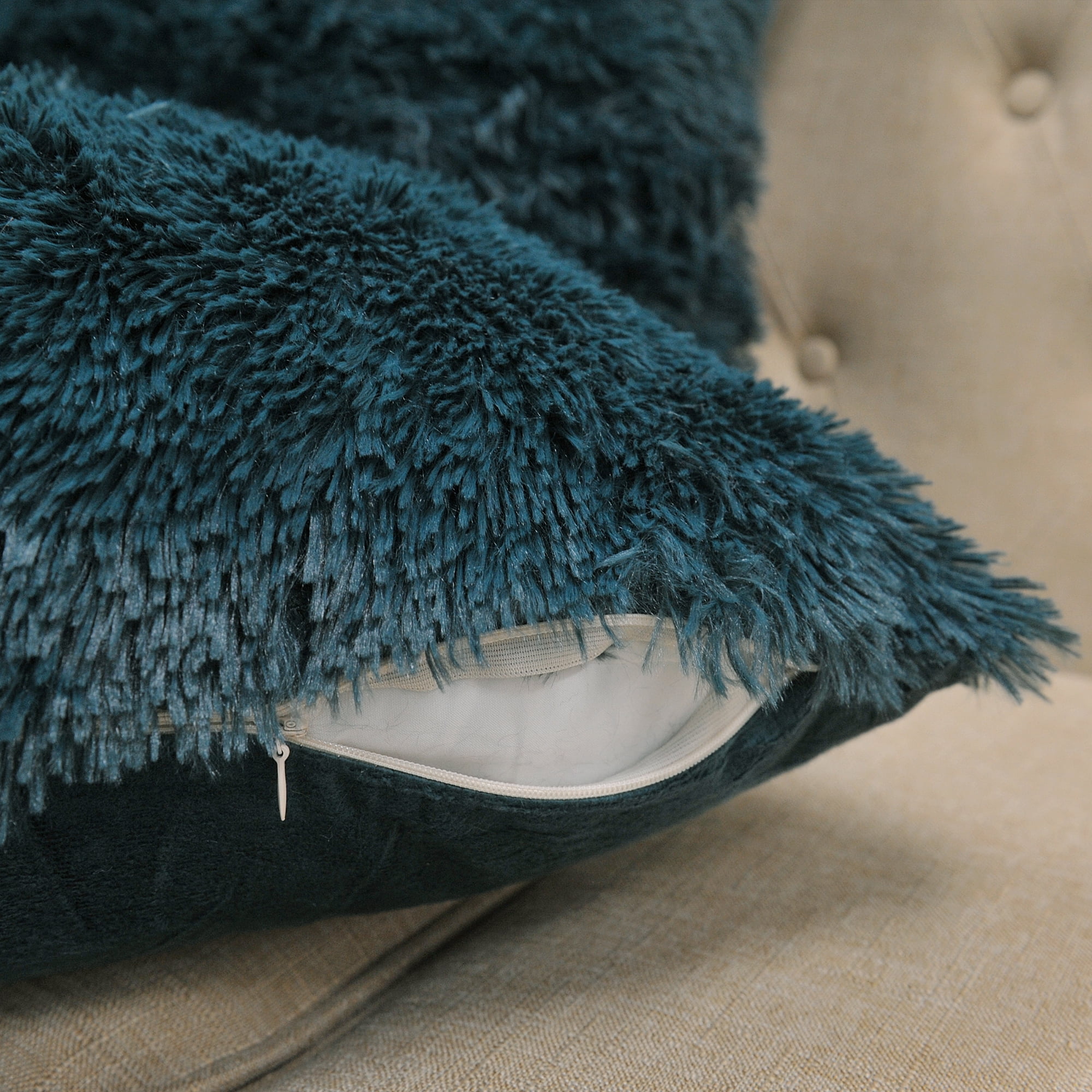 Home Soft Things Shaggy Throw & Pillow Cover 3 Piece Combo - Teal - 60" x 80"/20" x 20"