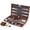 Premium Brown, variant on Queensell Backgammon Board Game Set – 15 inch with 32 Pieces in PU Leather Case for Adults and Kids