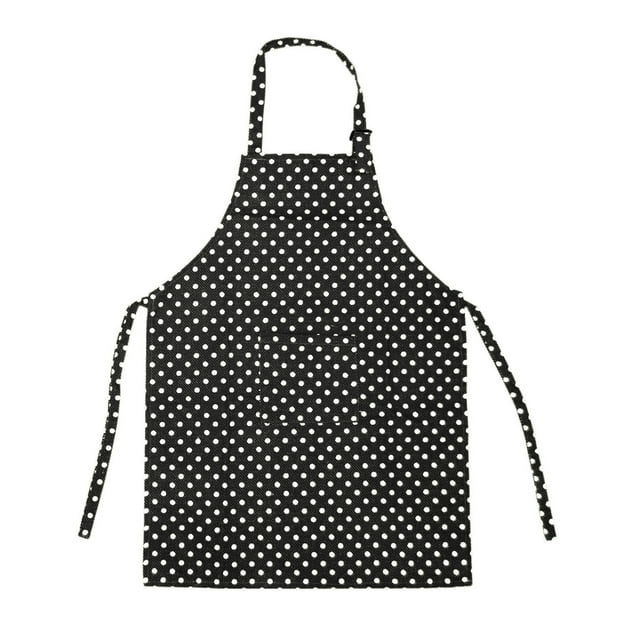 TOPTIE Kids Aprons with Pocket & Adjustable Strap, Child Chef Bib Apron for Kitchen Cooking Baking Painting-Black Dot-S
