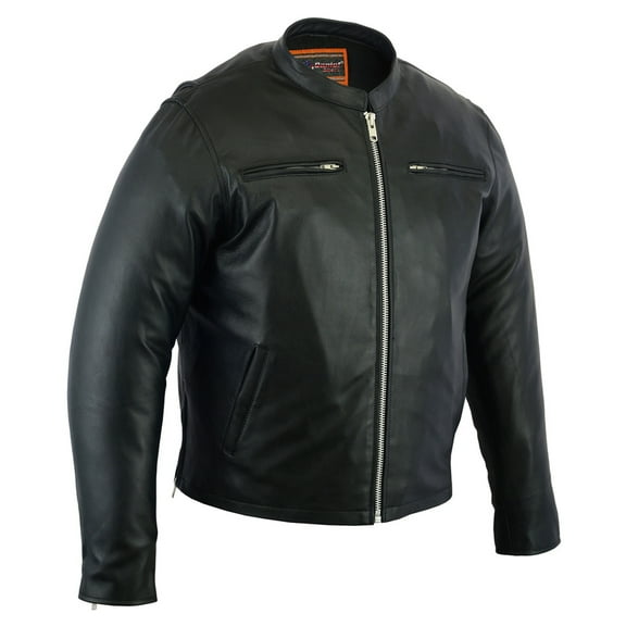 Daniel Smart Men’s Motorcycle Leather Jacket Soft Goatskin Modern Sporty Leather Mens Jacket