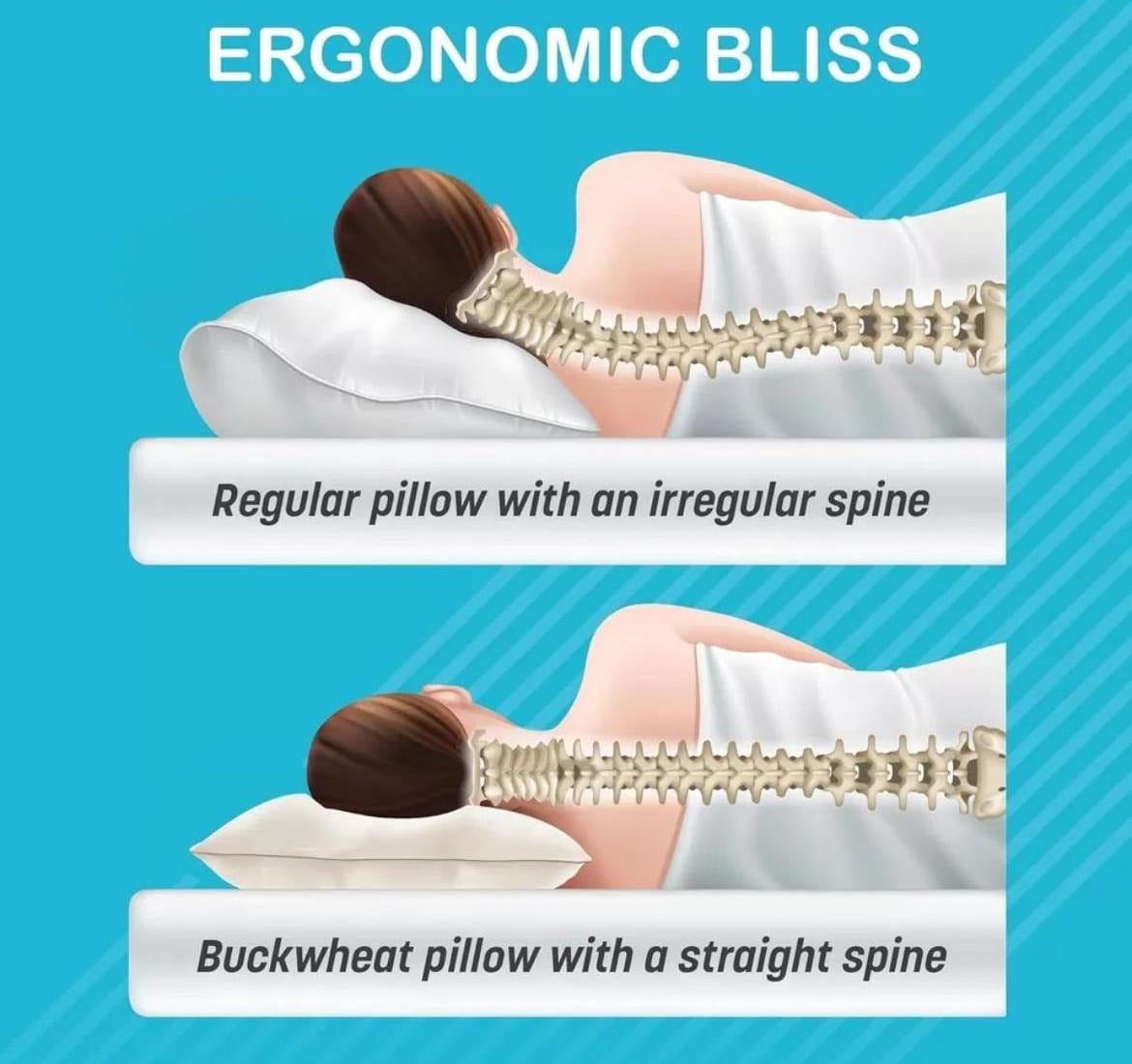 Orimono Elegance Buckwheat Pillow – 100% Organic Undyed Cotton Cover, Adjustable Firmness with Extra Filling – Neck & Back Support for Better Sleep