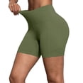 thumbnail image 2 of Mifsaly Womens High Waisted Biker Shorts Tummy Control Yoga Shorts with Pockets Athletic Compression Workout Running Gym Cycling Exercise Clothes Green,L, 2 of 7