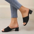 thumbnail image 6 of Square Open Toe Heeled Sandals for Women Low Block Chunky Heel Sandals Slip on Mules Comfortable Dress Shoes Black 8.5(41), 6 of 9