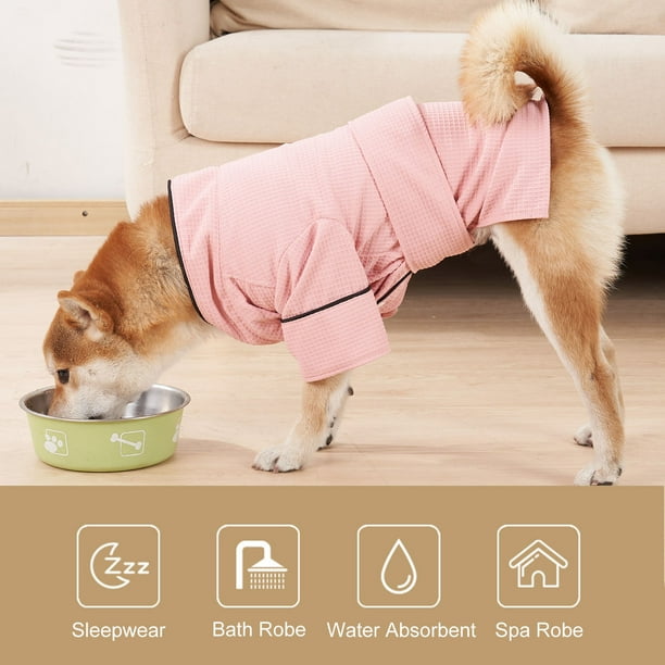 Carevas Dog Bath Robe Pajamas Pet Spa Drying Robes Sleepwear for Small Medium Large Dogs