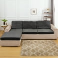 thumbnail image 2 of Lapalife Velvet Stretch Couch Cushion Cover for L Shape Sectional Sofa, Extra Large Plush Cushion Slipcover Sofa Furniture Protector, Dark Gray, 2 of 8