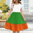 thumbnail image 3 of Efsteb Summer Dress for Girls Ruffle Short Sleeve Casual Sundress Color Block Loose Crewneck A-Line Cute Dress (Green,7 Years), 3 of 8
