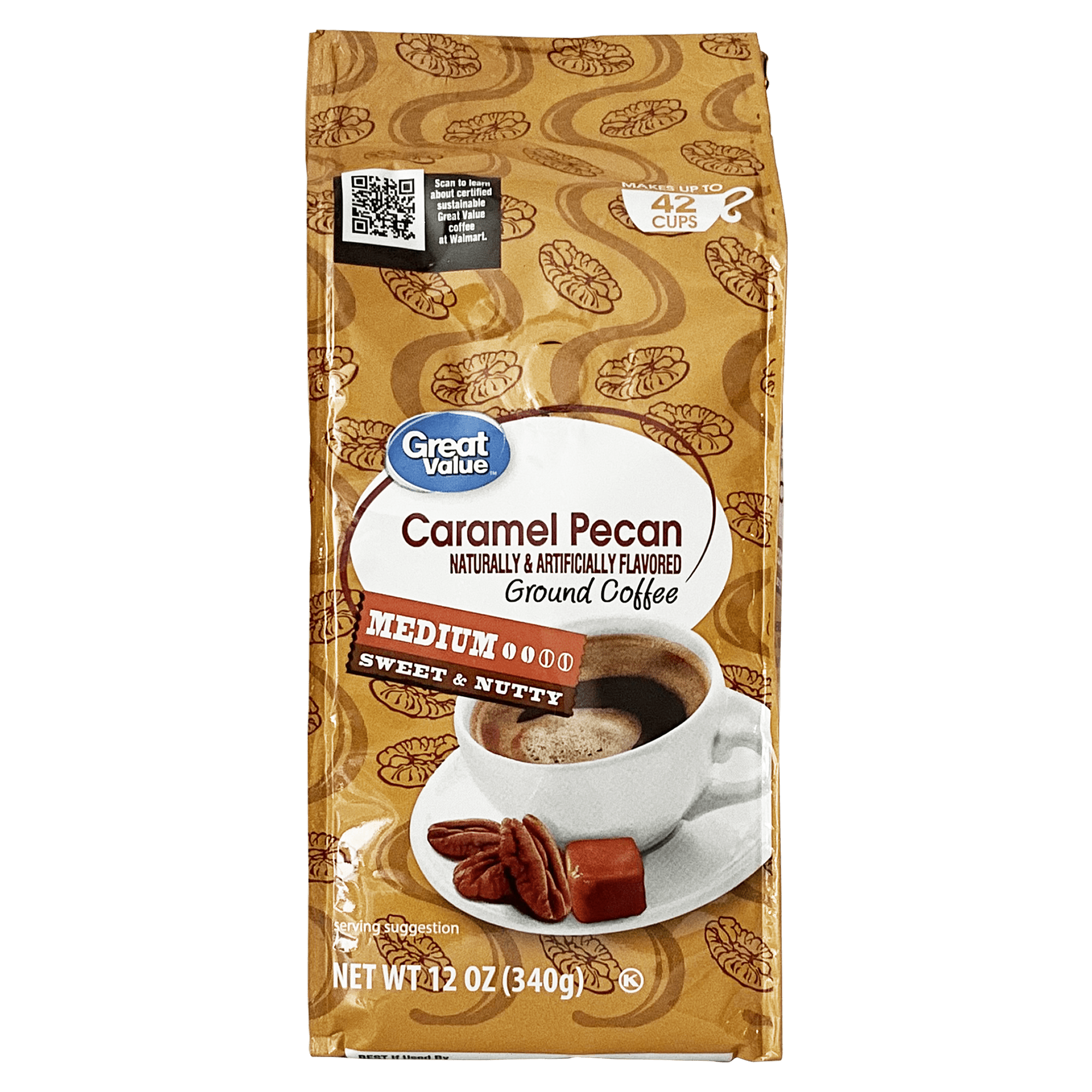 (6 pack) Great Value Caramel Pecan Ground Coffee, 12 oz