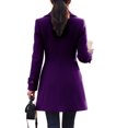 thumbnail image 7 of Mifsaly Womens Double Breasted Pea Coat Notch Lapel Long Sleeve Tailored Winter Jacket Warm Elegant Mid Length Outerwear for Office Work Travel Purple,M, 7 of 7