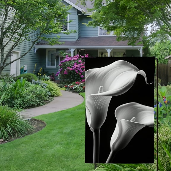 Spring Summer Garden Flag Double Sided Calla Lily Flower Plant Linen Welcome Yard House Outside Outdoor Decoration,12*18 inch