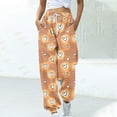 thumbnail image 2 of miqiqism Clearance Cute Heart High Waist Sweatpant Women Loose Drawstring Cinch Bottom with Pocket, Casual Lounge Womens Pajams Pants, Comfy Workout Going Out Sweat Pant,02_Orange,X-Large, 2 of 5