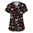 thumbnail image 2 of Fabrcox S-5XL Valentine Scrubs for Women Plus Size Love Heart Graphic Holiday Women's Scrub Tops V Neck Short Sleeve Women Nurse Uniform with Pockets, 2 of 5