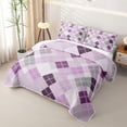 thumbnail image 3 of Erosebridal Lavender Check Quilt King,Purple Rhombus Pattern King Coverlet Set For Boys,3-Piece, 3 of 7