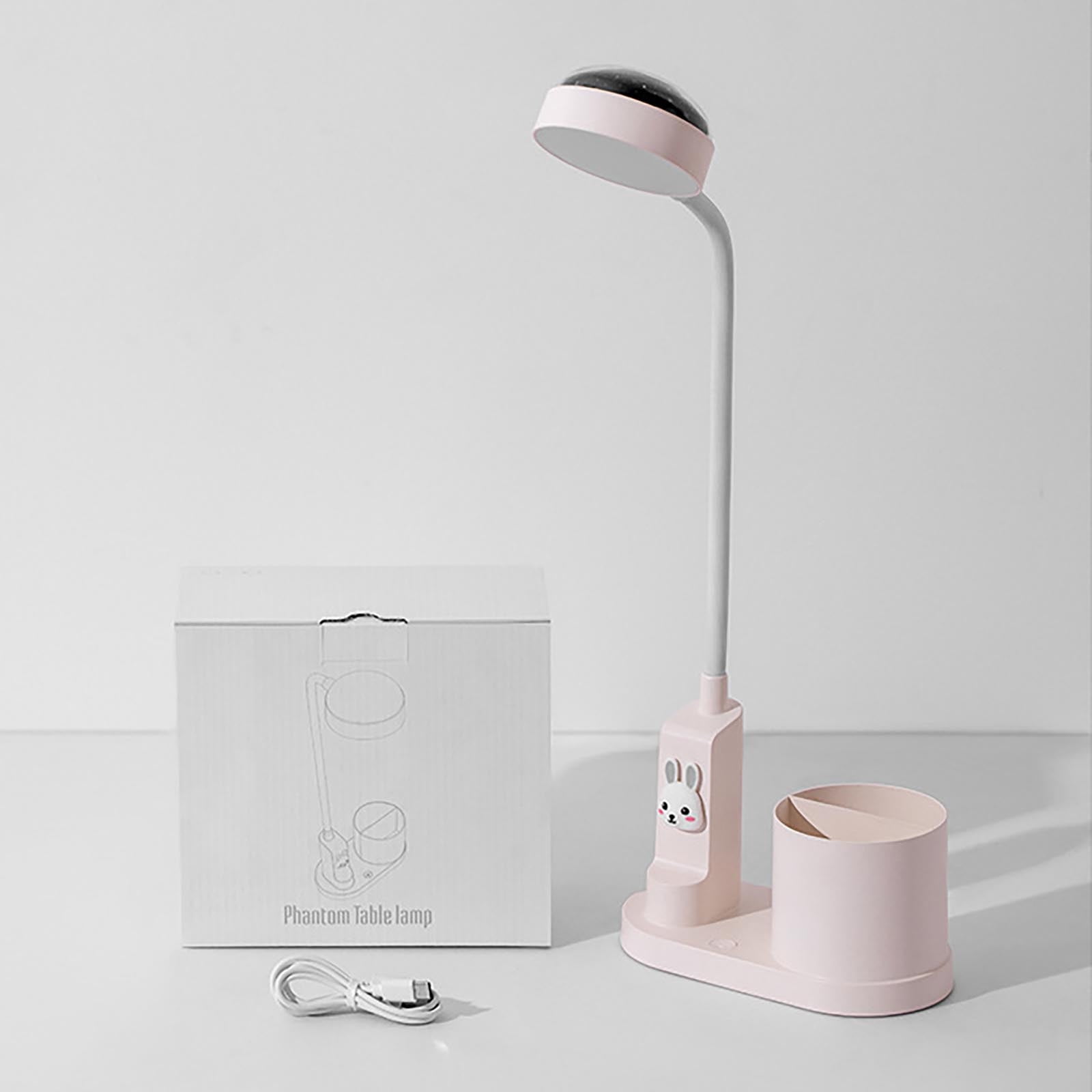 Wovilon Multifunctional Pen Holder Table Lamp Student Dormitory Eye Protection Study Table Lamp Desktop Bedroom Romantic Projection Night Light