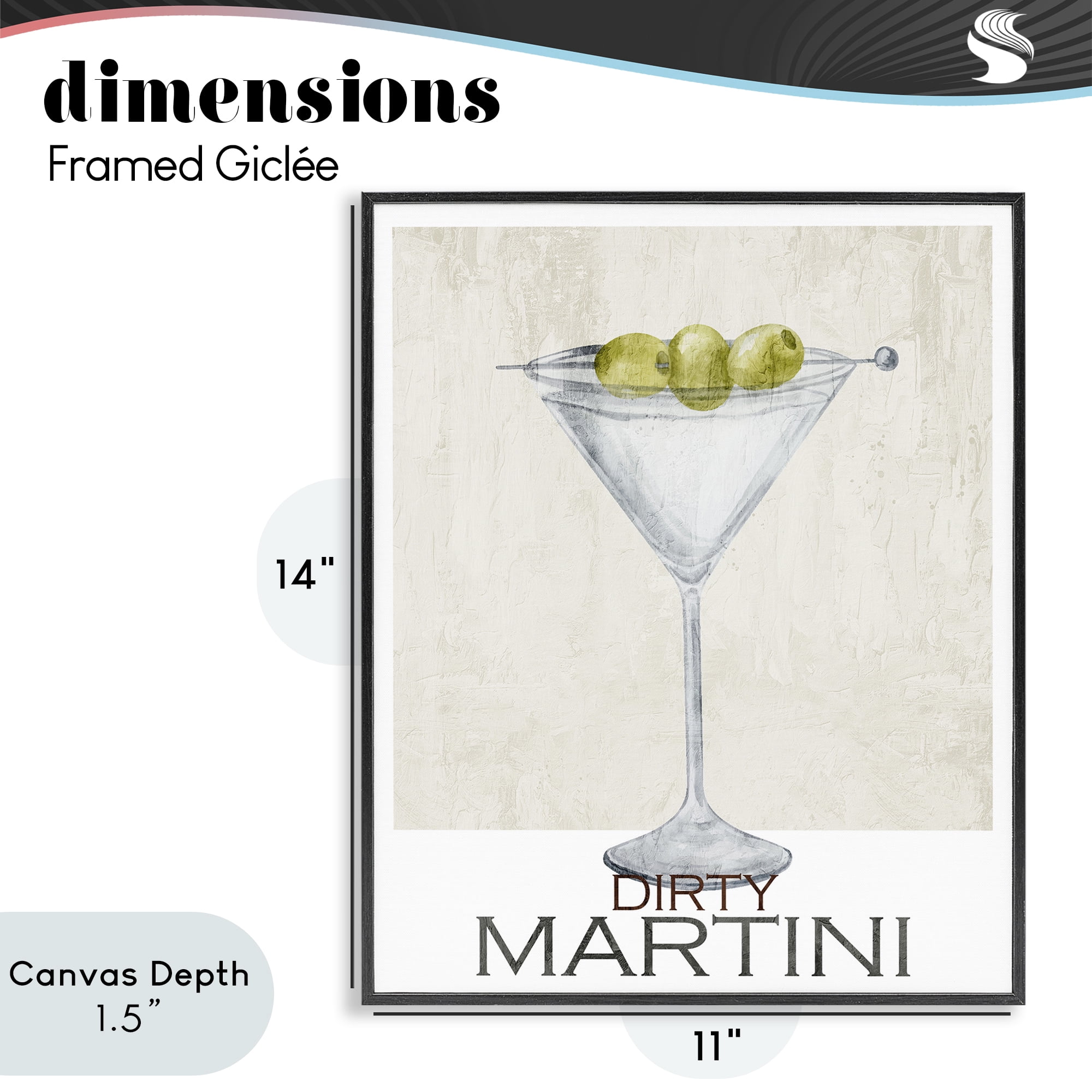 Stupell Industries Dirty Martini Olives Black Framed Giclee Art, design by Kim Allen