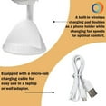 thumbnail image 3 of Comfort Zone 4” Rechargeable Fan with Wireless Charger - USB Chargeable Lithium Battery, Adjustable Tilt - Powerful & Portable, Cooling & Charging, White, 3 of 6