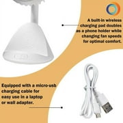Comfort Zone 4” Rechargeable Fan with Wireless Charger - USB Chargeable Lithium Battery, Adjustable Tilt - Powerful & Portable, Cooling & Charging, White