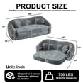 thumbnail image 2 of Leumius 87" Convertible Futon Sofa Bed, Corduroy Curved Boneless Couch with High Backrest, 2-in-1 Fold-Out Sleeper Sofa with Pull-out Couch Bed,Gray-Round Pillow, 2 of 6