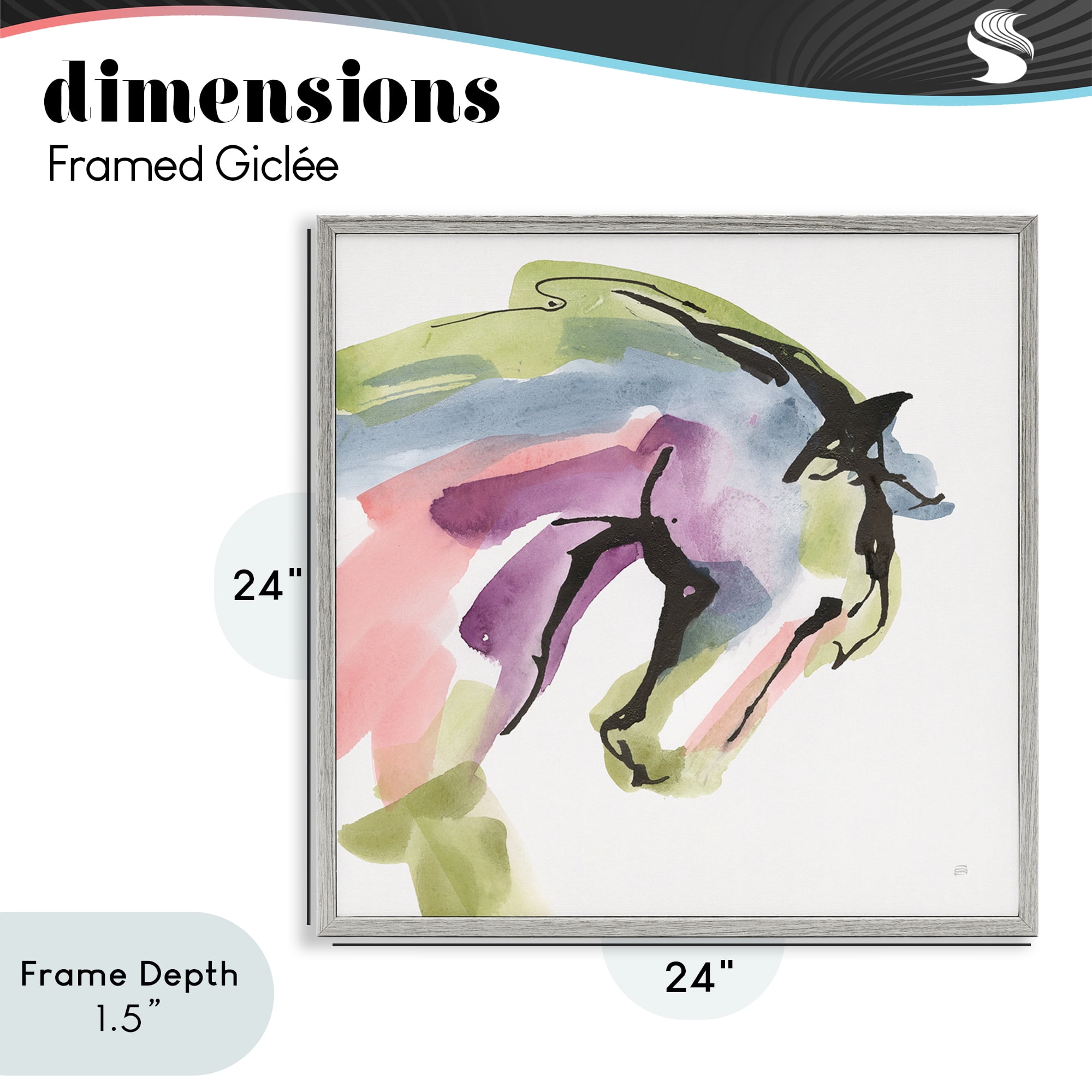 Stupell Industries Brushstroke Horse in Motion Gray Framed Giclee Art, design by Chris Paschke
